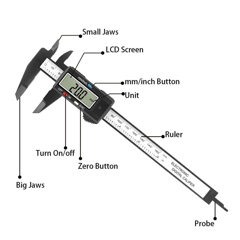 NORTOOLS Digital Calipers-150mm/ 6” Electronic Micrometer Caliper Measuring Tool with Large LCD Screen, Auto-Off Feature,Inch and Millimeter Conversions,Suitable for Jewelers/Woodworkers/DIY - Image 2